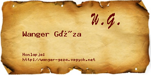 Wanger Géza névjegykártya