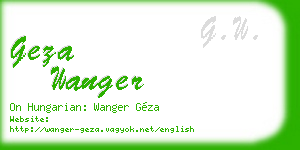 geza wanger business card