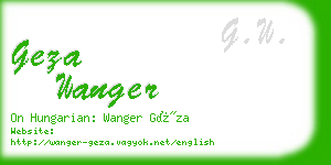 geza wanger business card